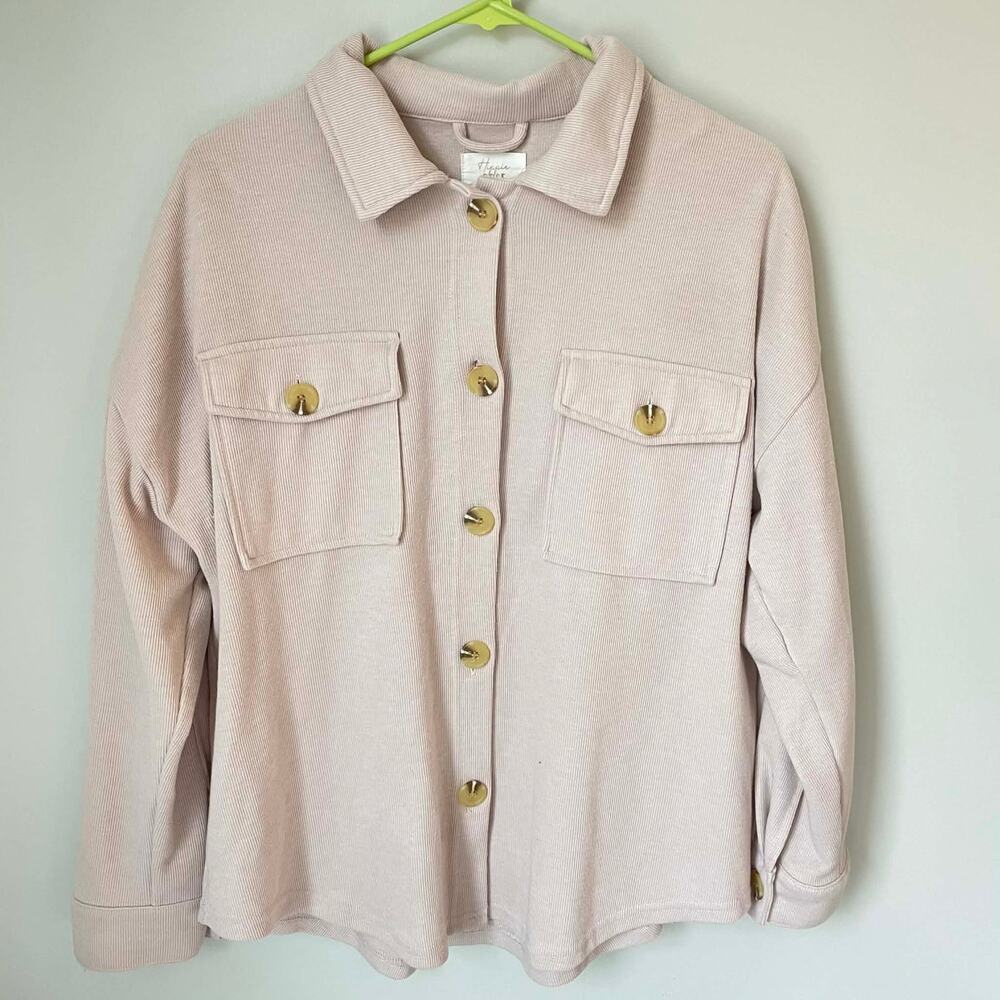 Hippie Rose Light Pink Button-Up Shirt Jacket Women's sz Medium